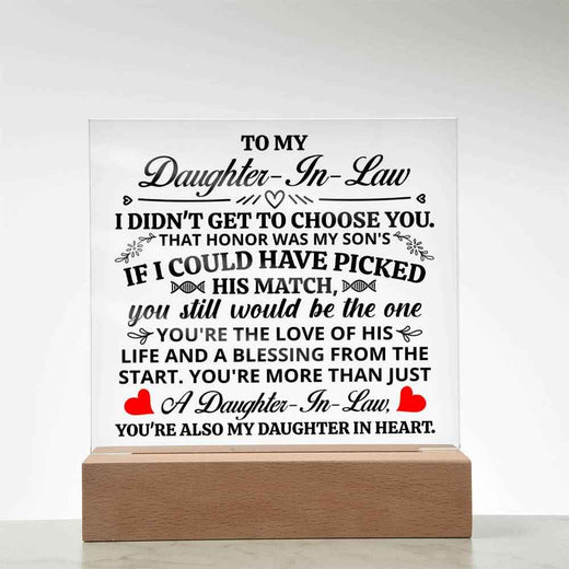 To My Daughter In Law Honor Square Acrylic