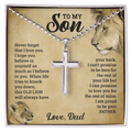 Artisan Old Lion Cross Necklace Gift - A Meaningful Keepsake for Your Son