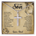 Artisan Old Lion Cross Necklace Gift - A Meaningful Keepsake for Your Son