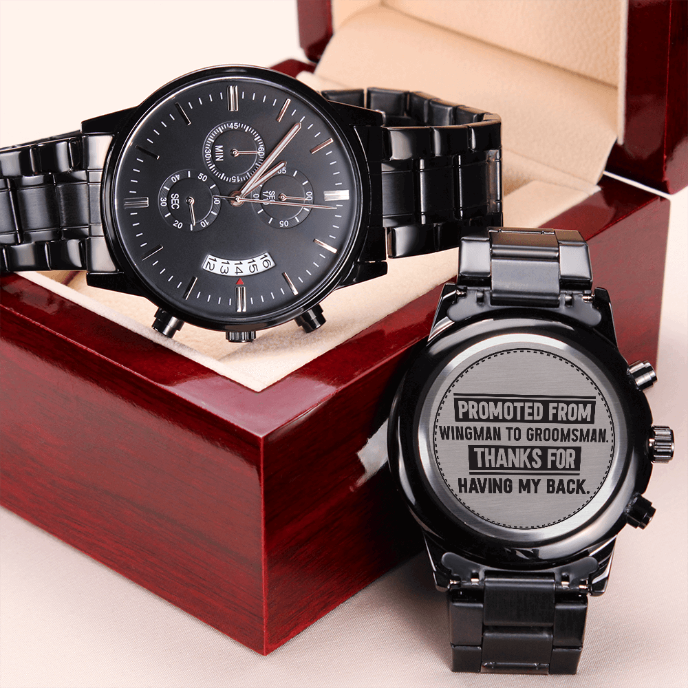 Personalized Groomsmen Watch - From Wingman to Groomsman