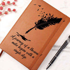 Transform Your Thoughts with the Journey Of A Thousand Miles - Graphic Leather Journal