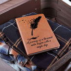 Transform Your Thoughts with the Journey Of A Thousand Miles - Graphic Leather Journal