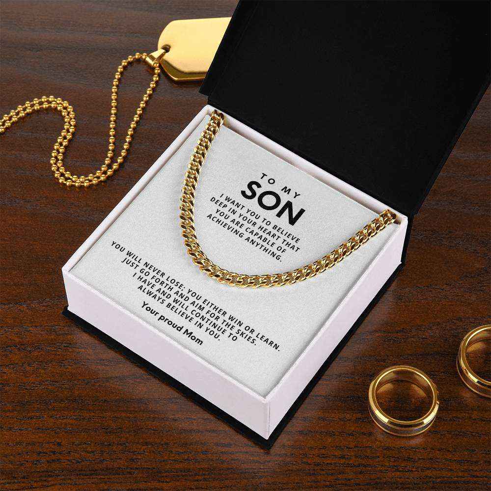 Cuban Link Chain Necklace for Son - Meaningful Gift of Strength and Style
