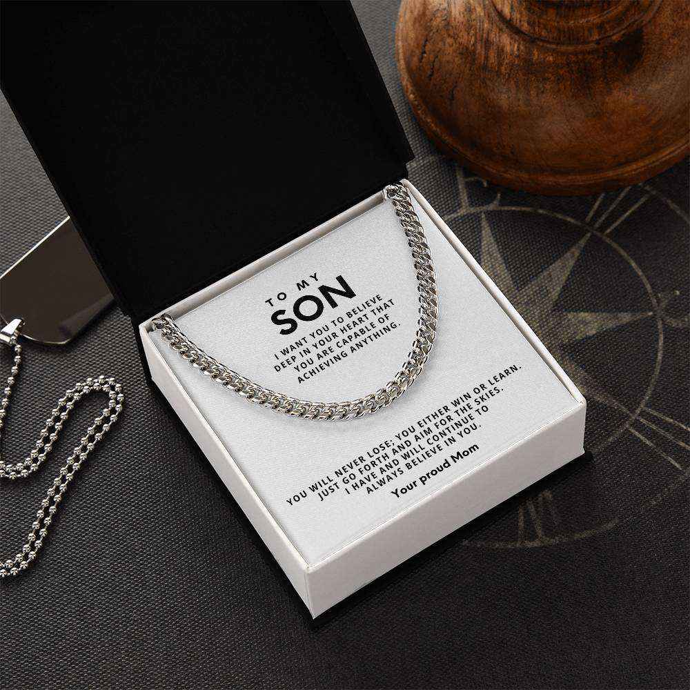 Cuban Link Chain Necklace for Son - Meaningful Gift of Strength and Style