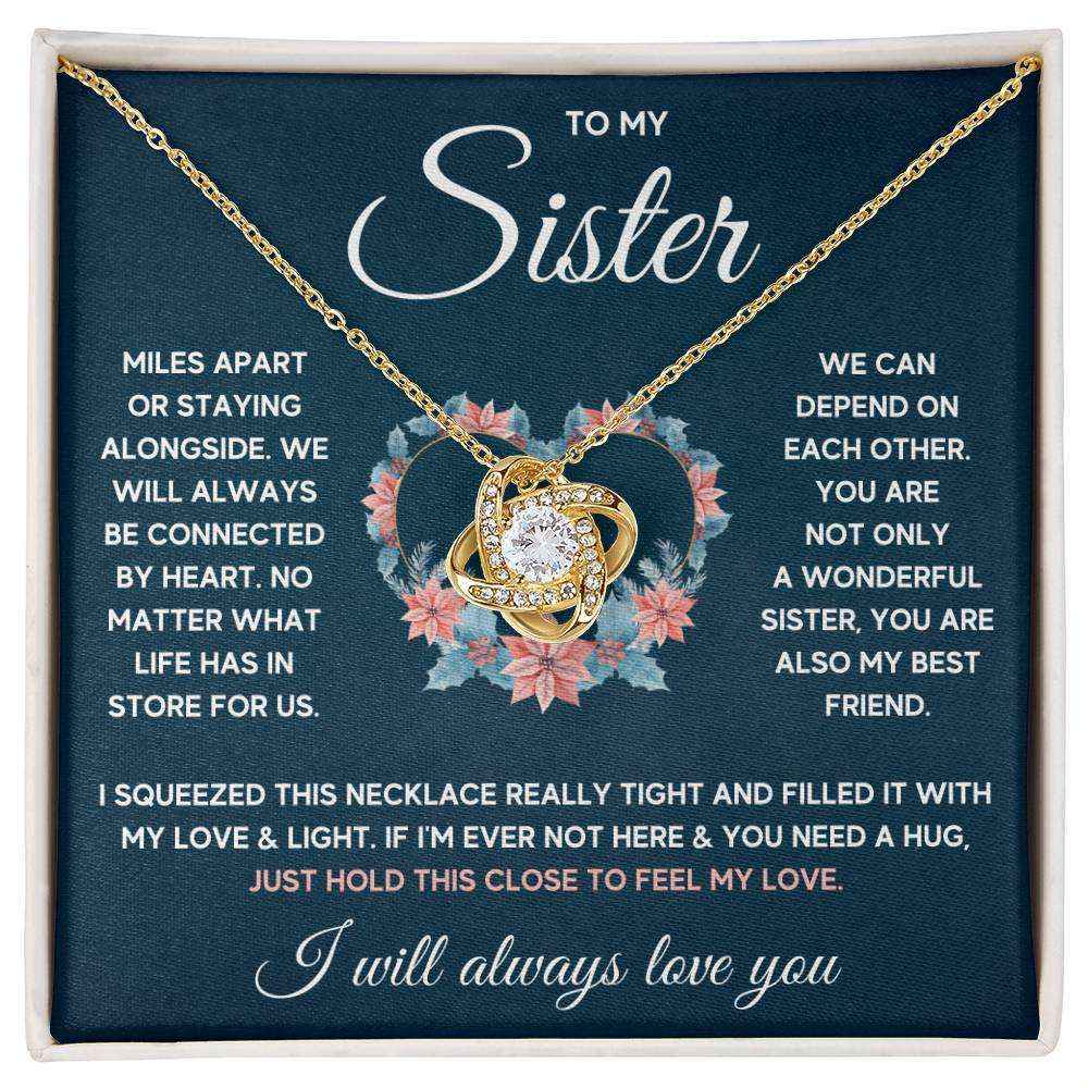 To My Sister Squeezed Love Knot Necklace Gift Set
