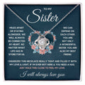 To My Sister Squeezed Love Knot Necklace Gift Set