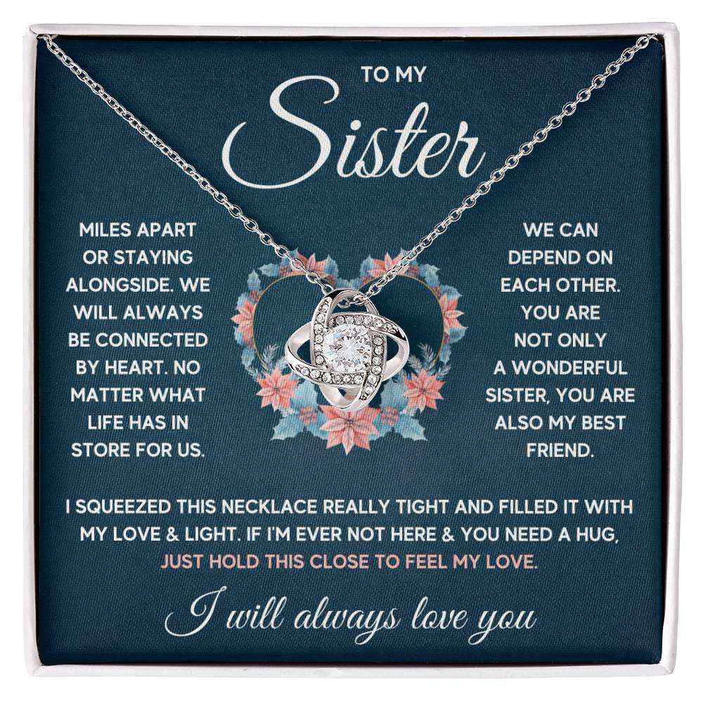 To My Sister Squeezed Love Knot Necklace Gift Set