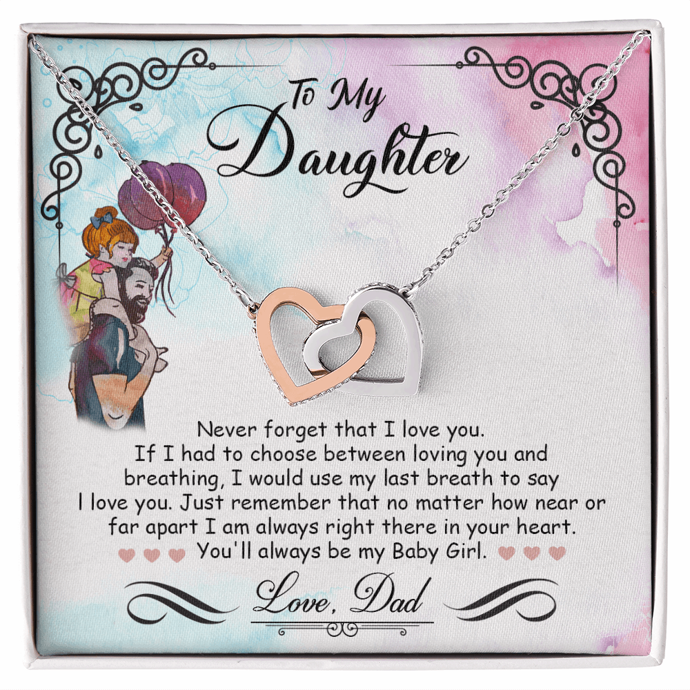 Mother Daughter Interlocking Heart Necklace - Timeless Gift for Your Baby Girl