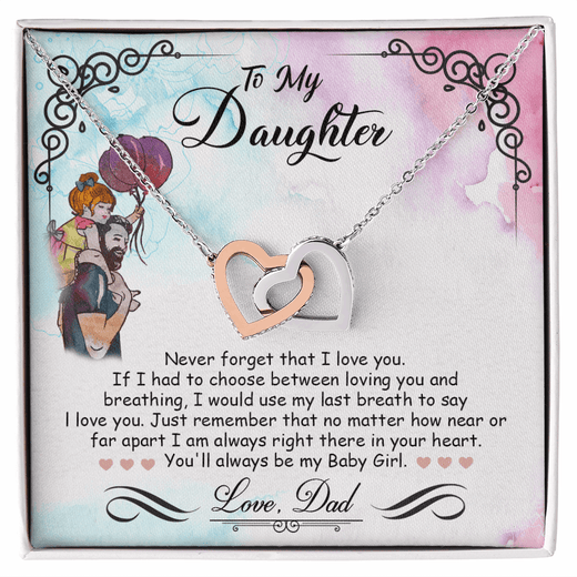 Mother Daughter Interlocking Heart Necklace - Timeless Gift for Your Baby Girl