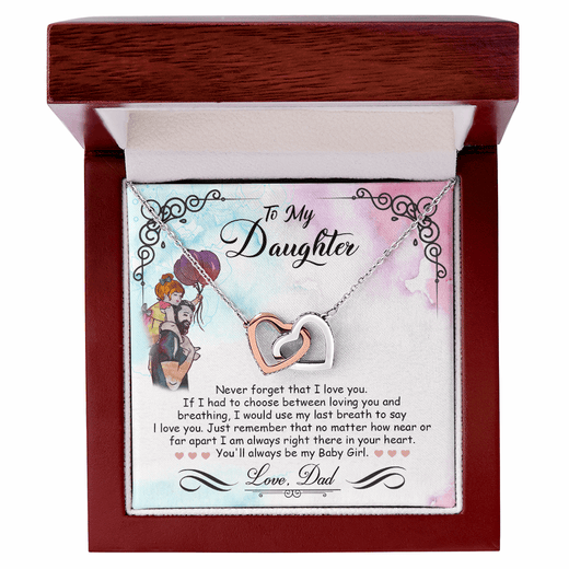 Mother Daughter Interlocking Heart Necklace - Timeless Gift for Your Baby Girl