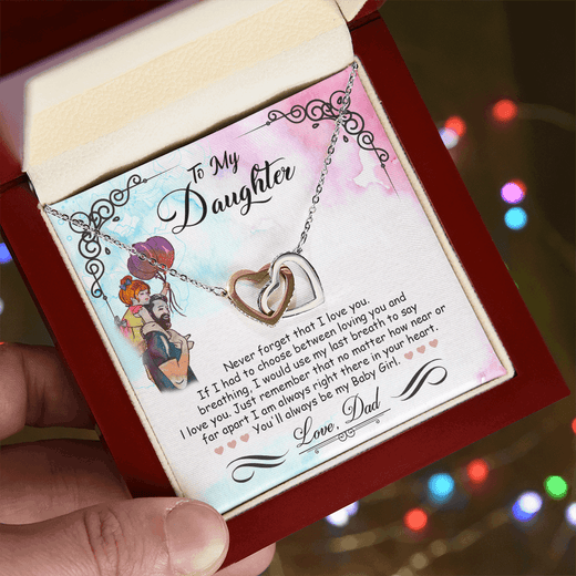 Mother Daughter Interlocking Heart Necklace - Timeless Gift for Your Baby Girl