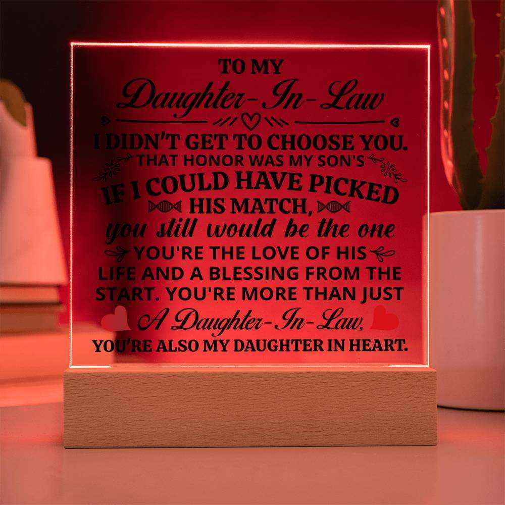 To My Daughter In Law Honor Square Acrylic