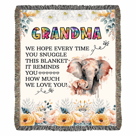 To My Grandma - Elephant Woven Blanket