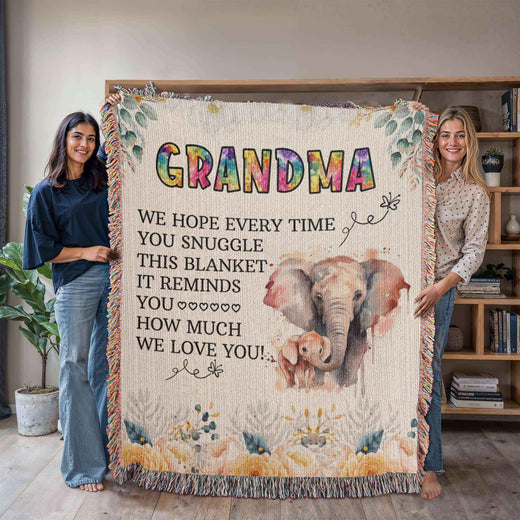 To My Grandma - Elephant Woven Blanket