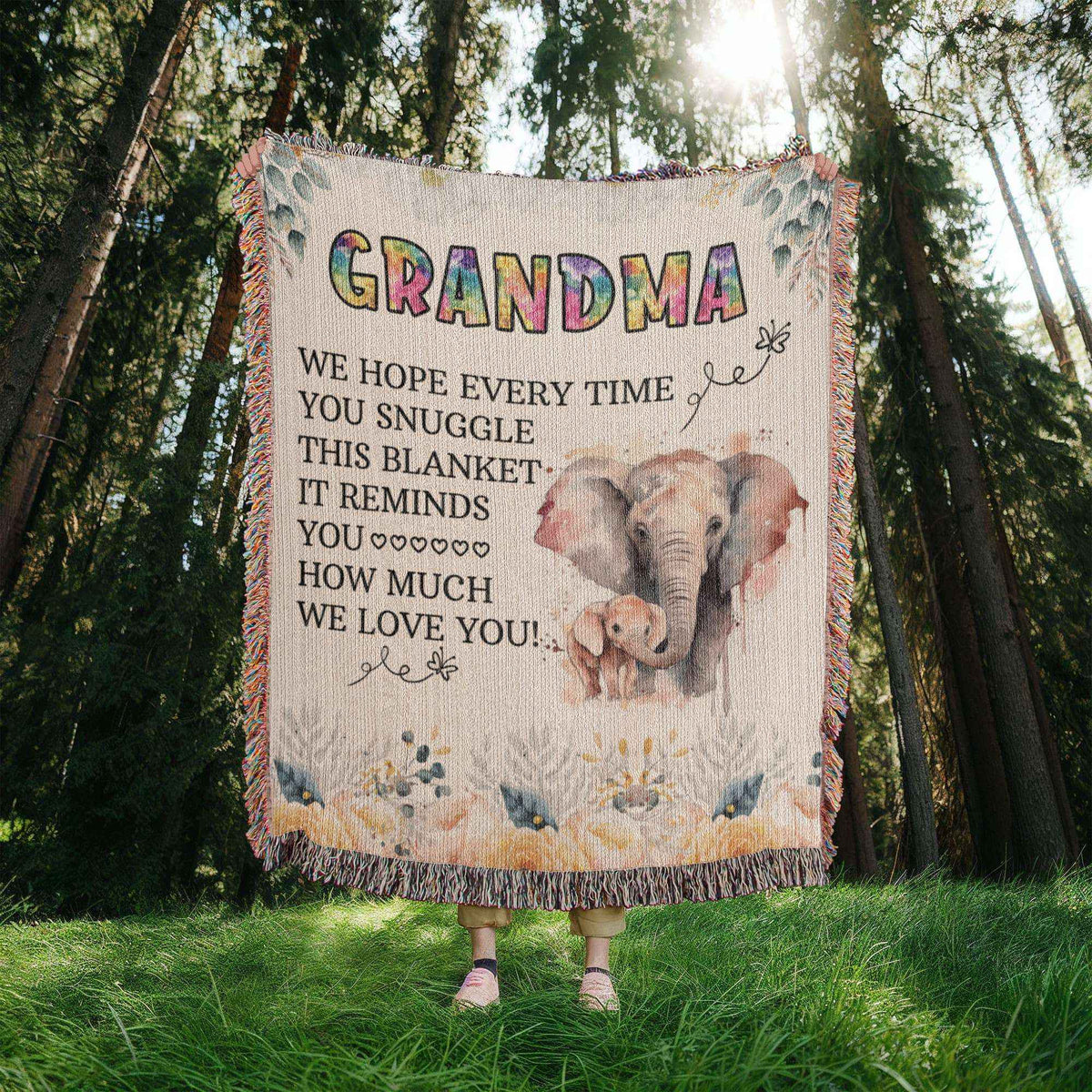 To My Grandma - Elephant Woven Blanket