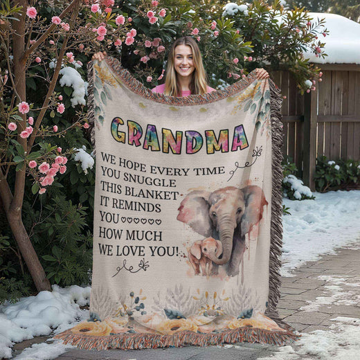 To My Grandma - Elephant Woven Blanket