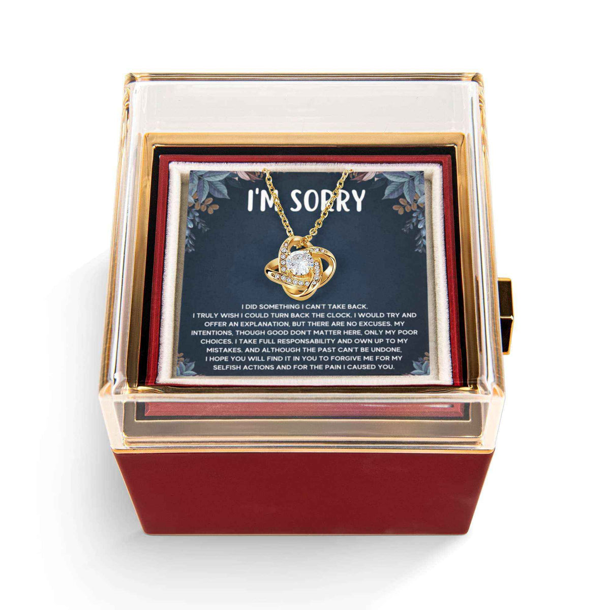 I'm Sorry Gifts For Her - Love Knot with Rotating Rose Gift Box