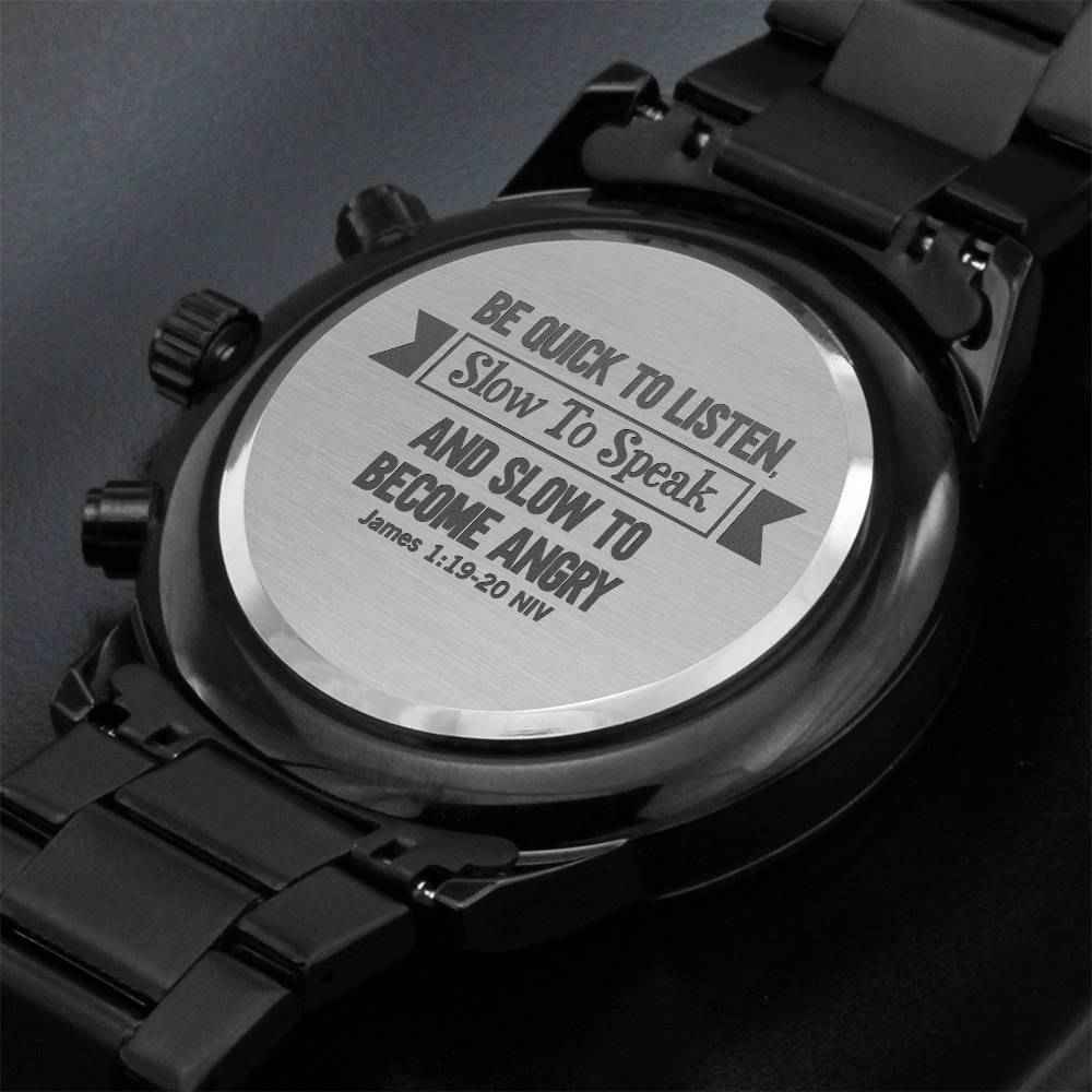Engraved Men's Watch: A Timeless Keepsake with James 1:19-20