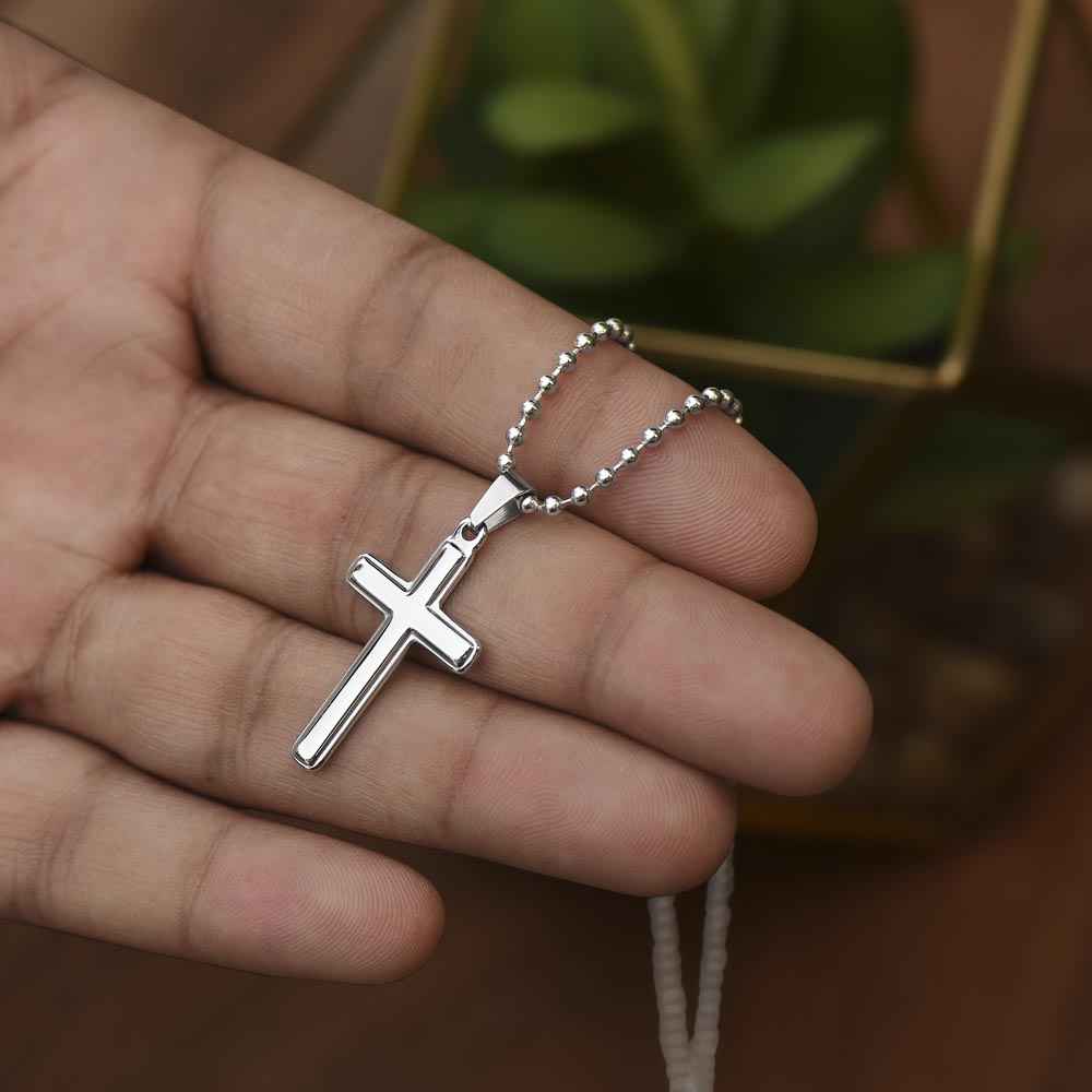 Artisan Old Lion Cross Necklace Gift - A Meaningful Keepsake for Your Son