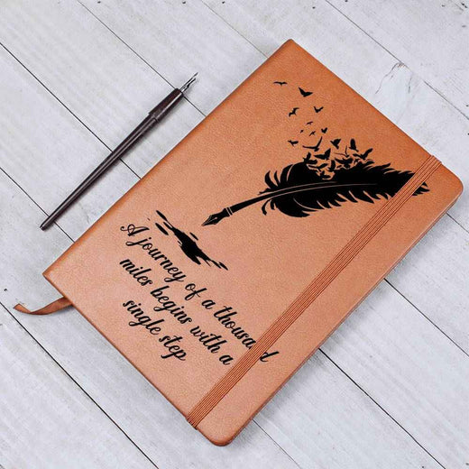 Transform Your Thoughts with the Journey Of A Thousand Miles - Graphic Leather Journal