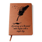 Transform Your Thoughts with the Journey Of A Thousand Miles - Graphic Leather Journal