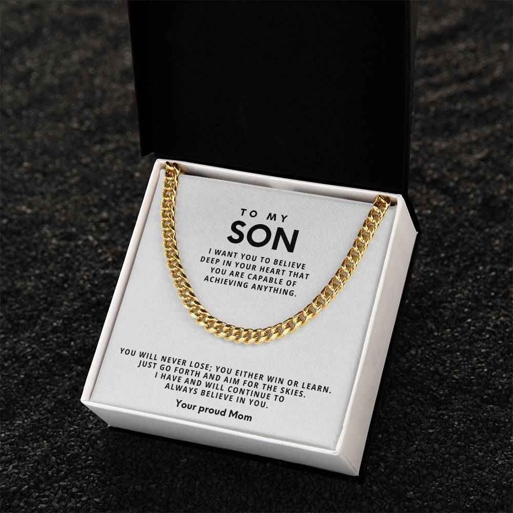 Cuban Link Chain Necklace for Son - Meaningful Gift of Strength and Style