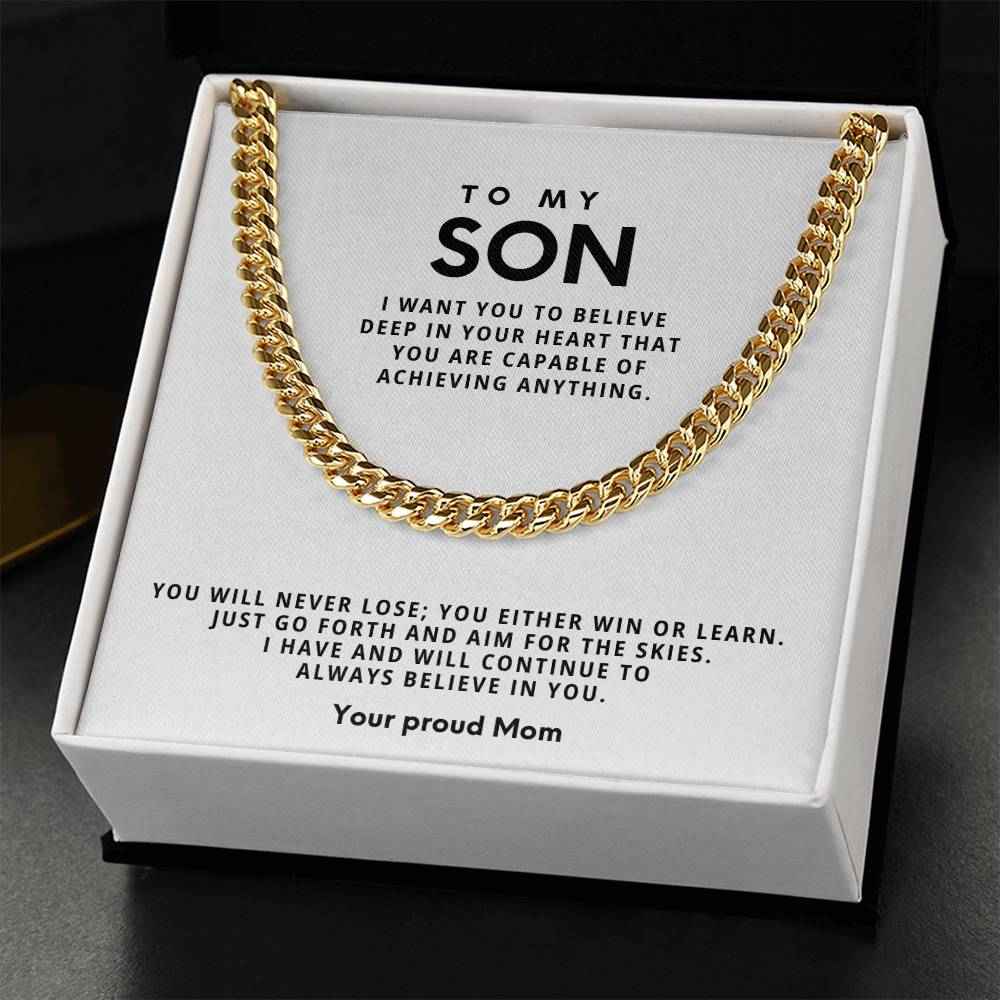 Cuban Link Chain Necklace for Son - Meaningful Gift of Strength and Style