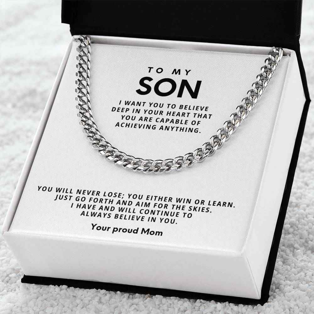 Cuban Link Chain Necklace for Son - Meaningful Gift of Strength and Style