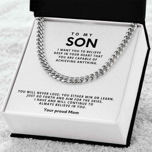 Cuban Link Chain Necklace for Son - Meaningful Gift of Strength and Style