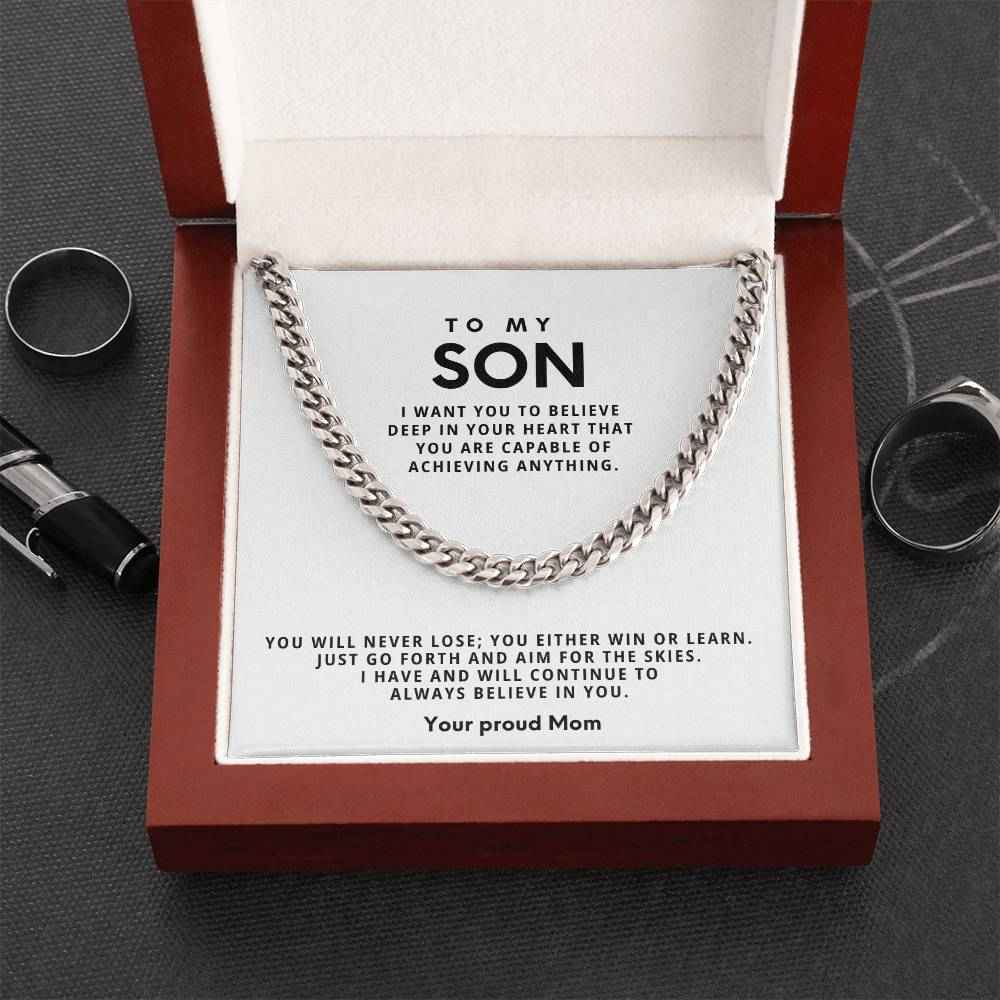 Cuban Link Chain Necklace for Son - Meaningful Gift of Strength and Style