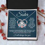 To My Sister Squeezed Love Knot Necklace Gift Set