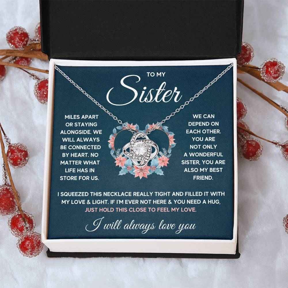 To My Sister Squeezed Love Knot Necklace Gift Set