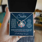 To My Sister Squeezed Love Knot Necklace Gift Set