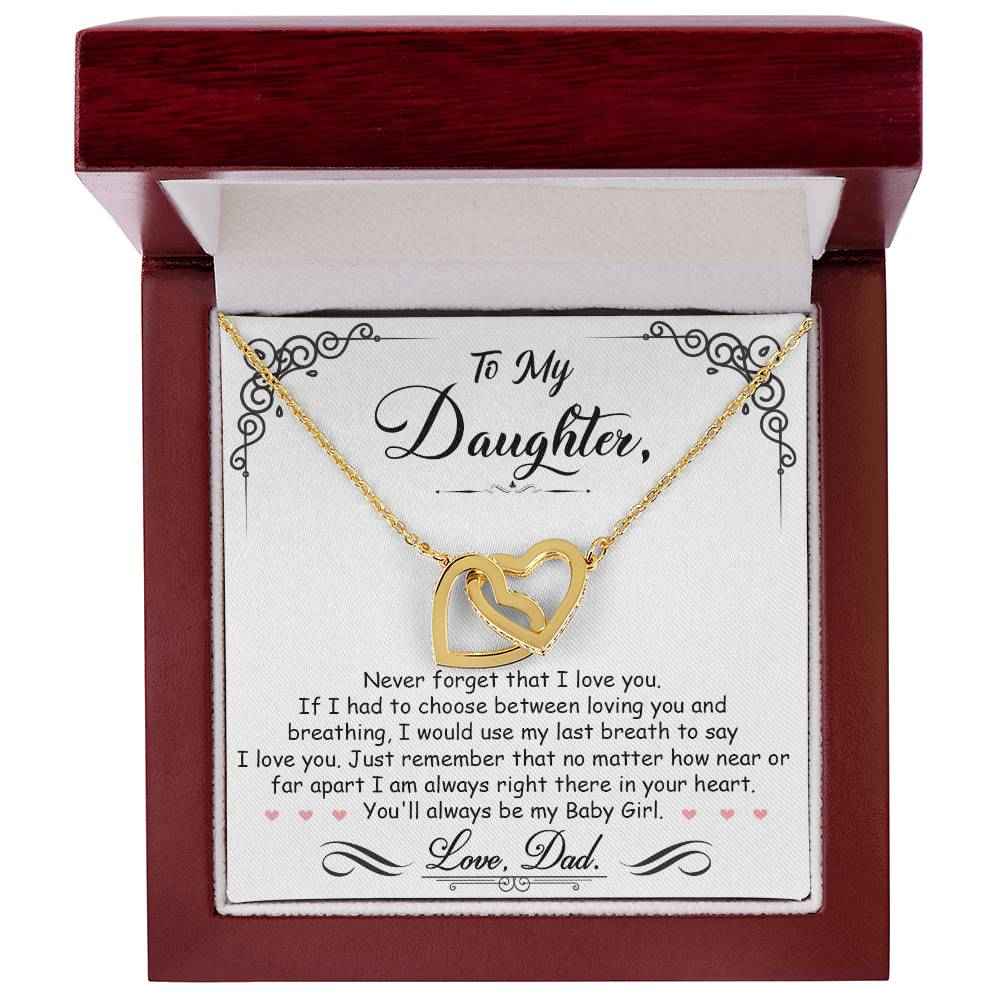To My Baby Girl - Interlocking Heart Necklace