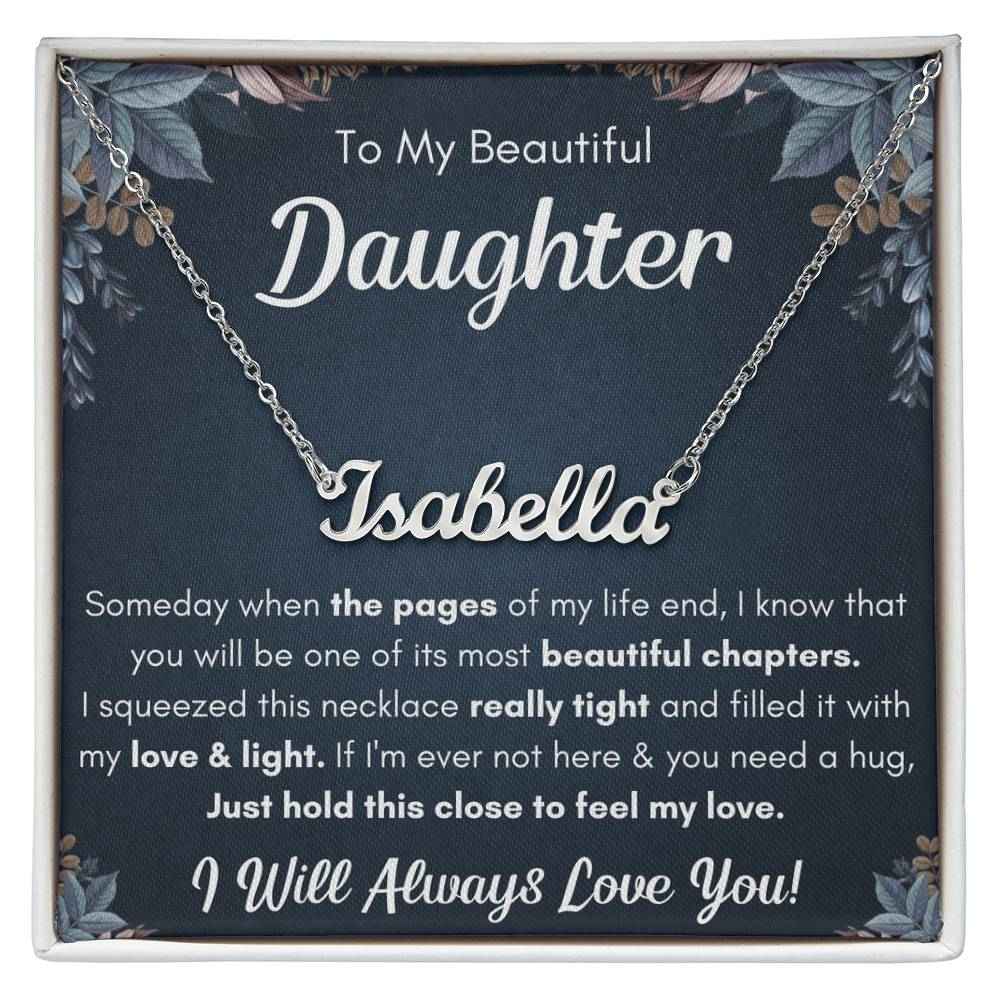 Personalized Squeezed Name Necklace Gift Set - A Heartfelt Keepsake for Your Daughter