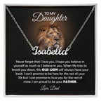 To My Daughter Old Lion Name Necklace Gift Set
