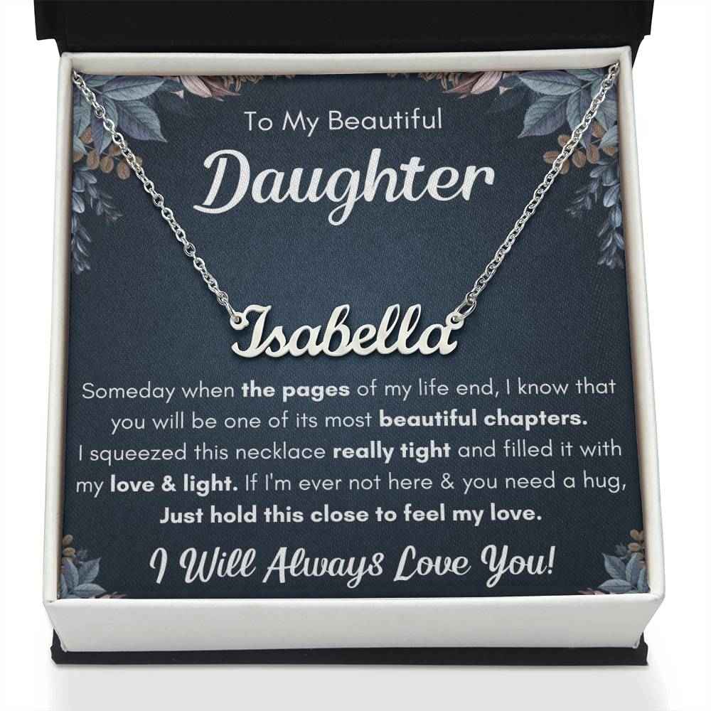 Personalized Squeezed Name Necklace Gift Set - A Heartfelt Keepsake for Your Daughter