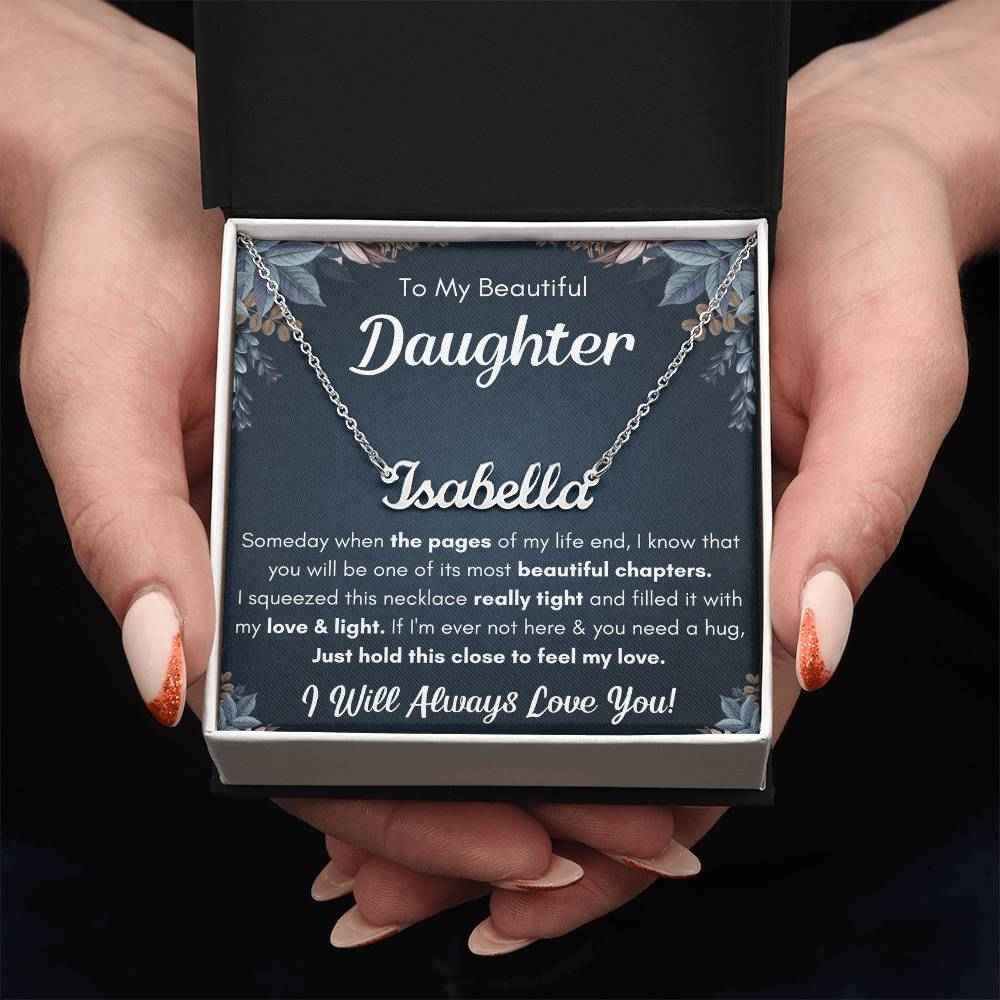Personalized Squeezed Name Necklace Gift Set - A Heartfelt Keepsake for Your Daughter