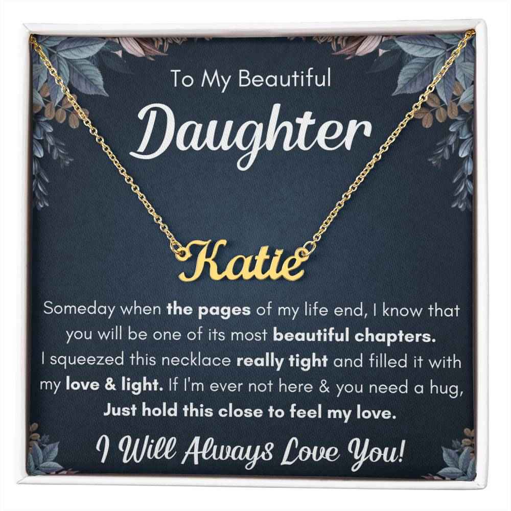 Personalized Squeezed Name Necklace Gift Set - A Heartfelt Keepsake for Your Daughter