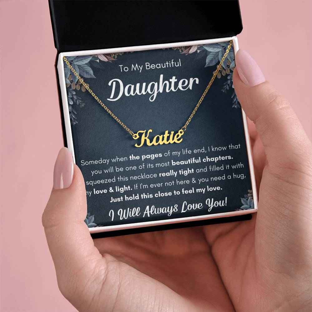 Personalized Squeezed Name Necklace Gift Set - A Heartfelt Keepsake for Your Daughter