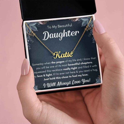 Personalized Squeezed Name Necklace Gift Set - A Heartfelt Keepsake for Your Daughter