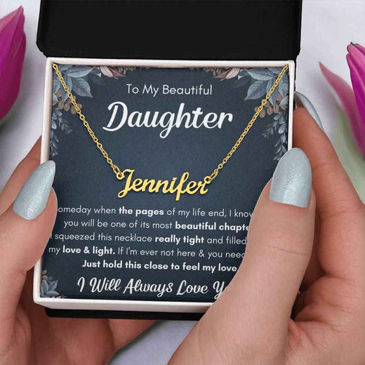Personalized Squeezed Name Necklace Gift Set - A Heartfelt Keepsake for Your Daughter