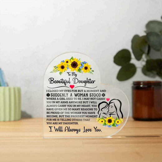 Proud Acrylic Heart Plaque for Daughter – A Cherished Gift of Love