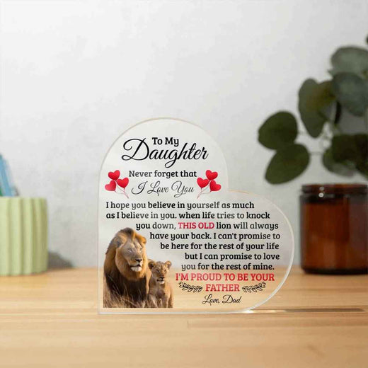 To My Daughter Old Lion Heart Acrylic Plaque