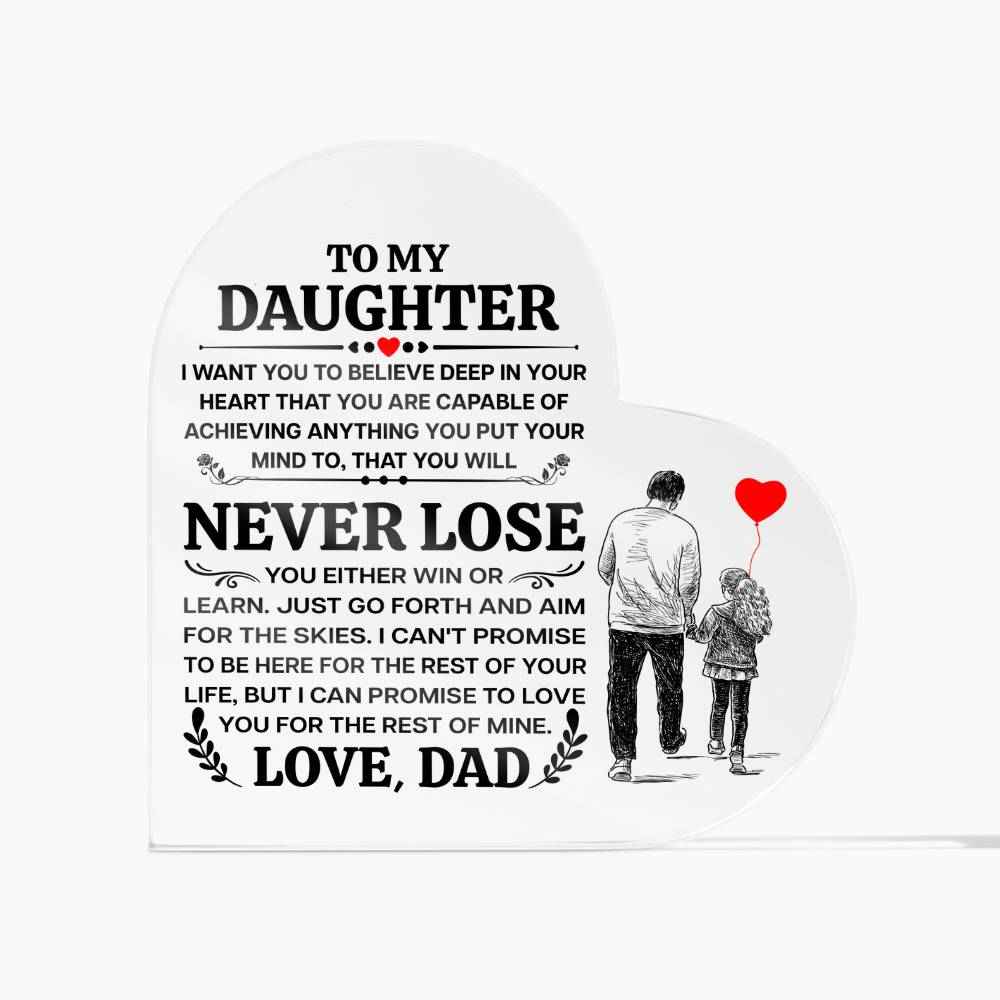 To My Daughter Promise Heart Acrylic Plaque