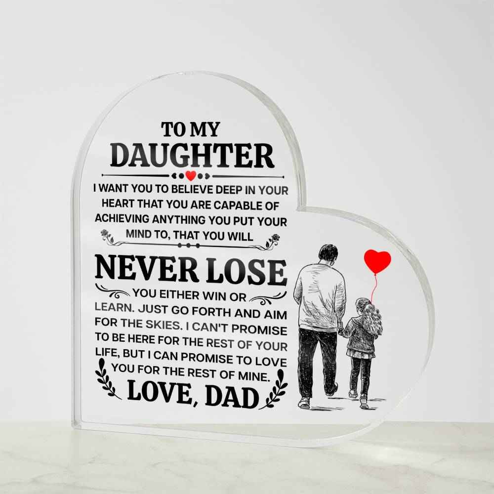 To My Daughter Promise Heart Acrylic Plaque