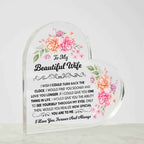 To My Beautiful Wife Heart Acrylic Plaque
