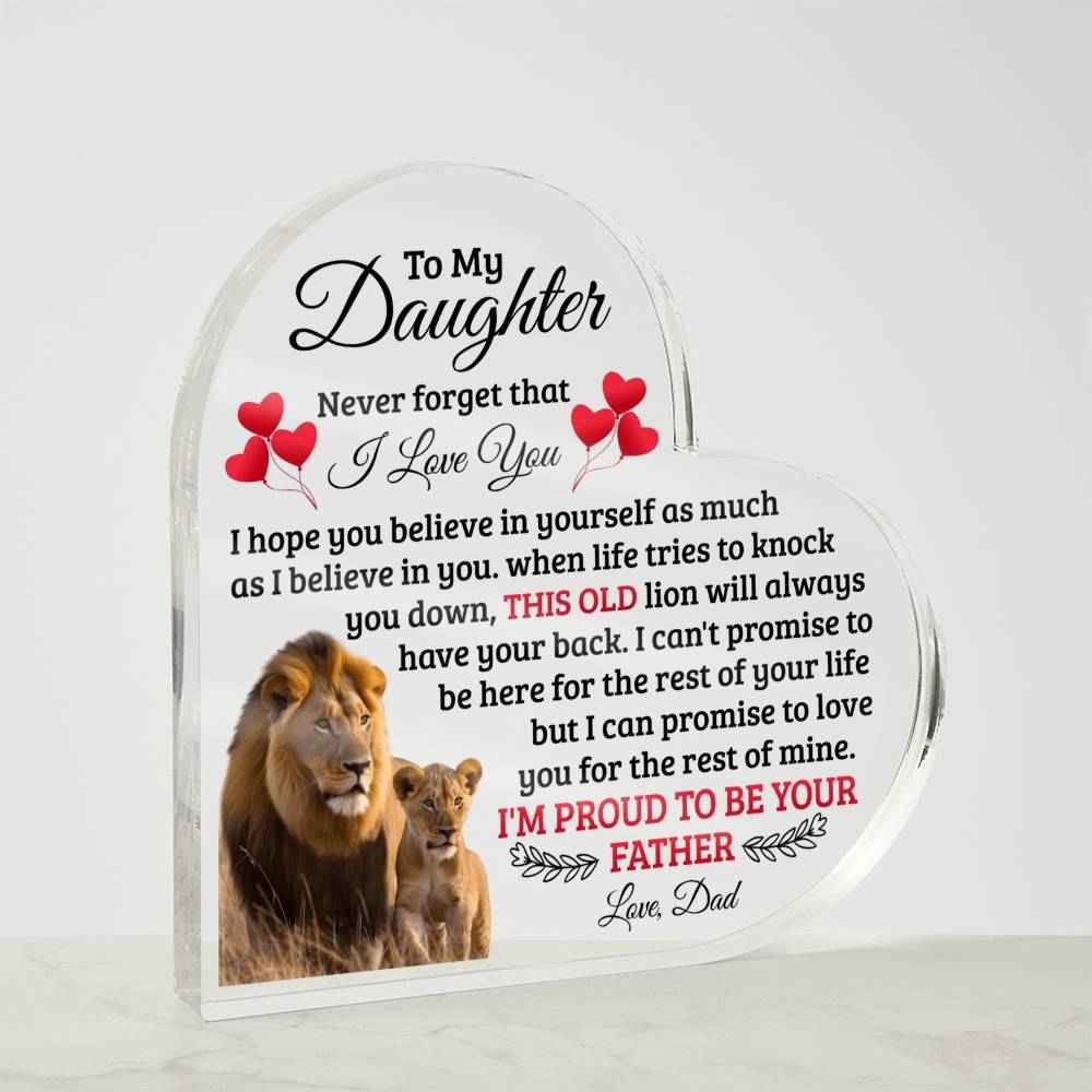 To My Daughter Old Lion Heart Acrylic Plaque