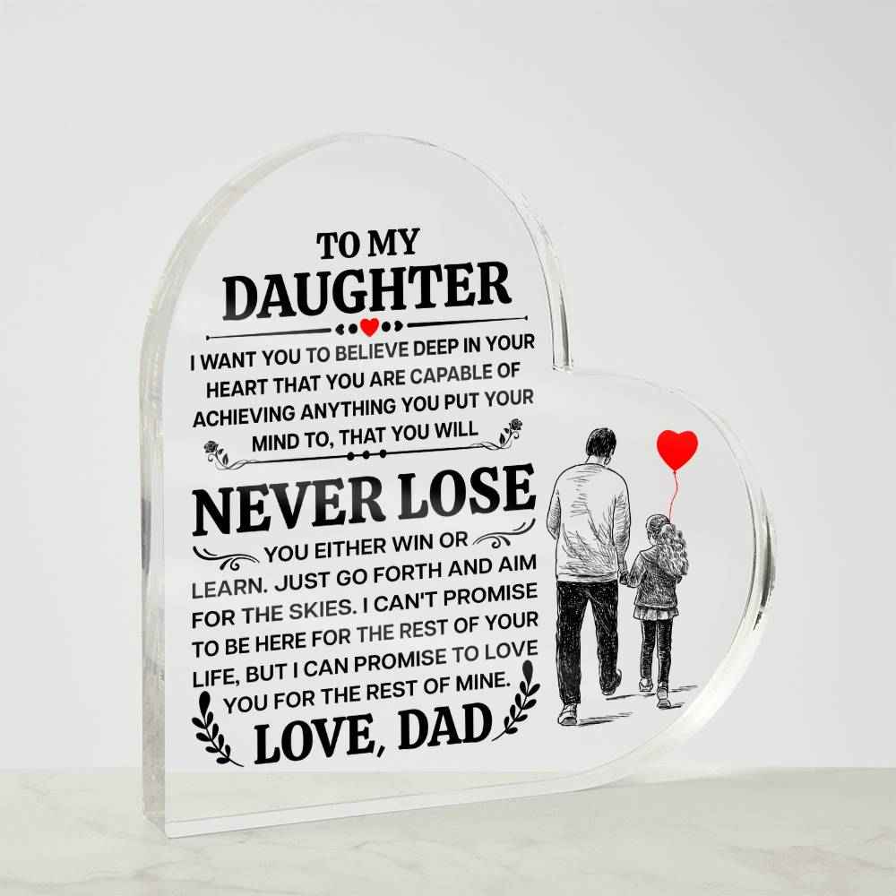 To My Daughter Promise Heart Acrylic Plaque