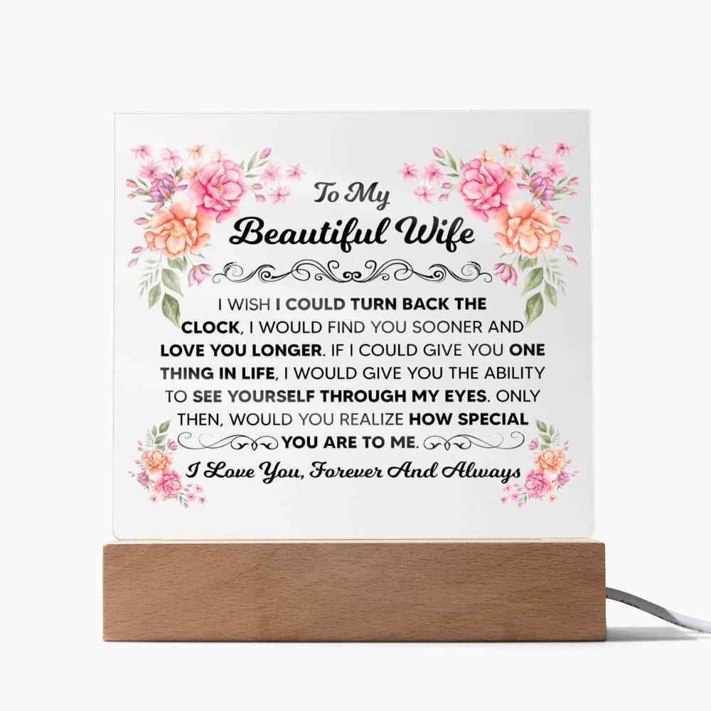 To My Beautiful Wife Square Acrylic Plaque